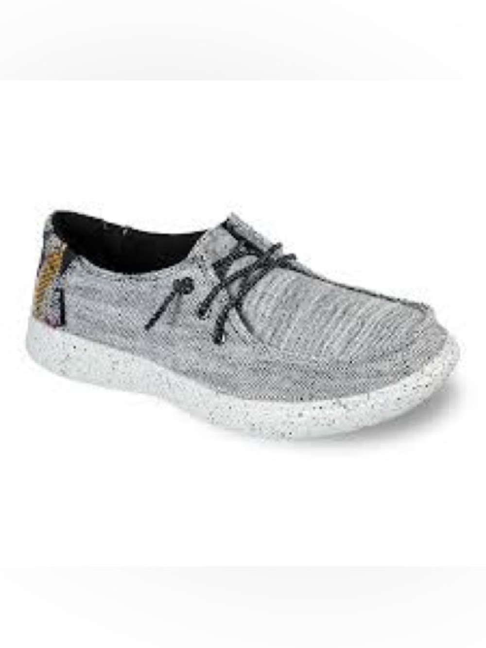 BOBS from Skechers Skipper- Big Skies Gray Knit Lace-Up Slip-On Sneaker- 9.5